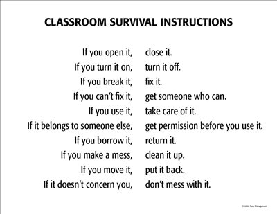 Classroom Survival Instructions